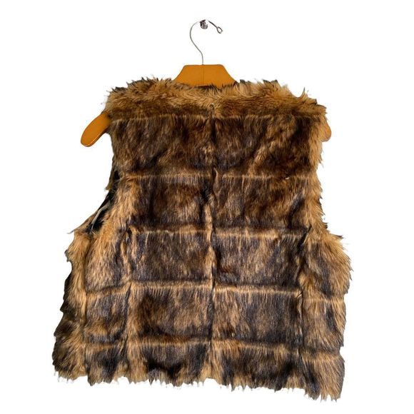 Live a‎ Little Women's  Brown Black Faux Fur Vest  Large - Picture 2 of 7